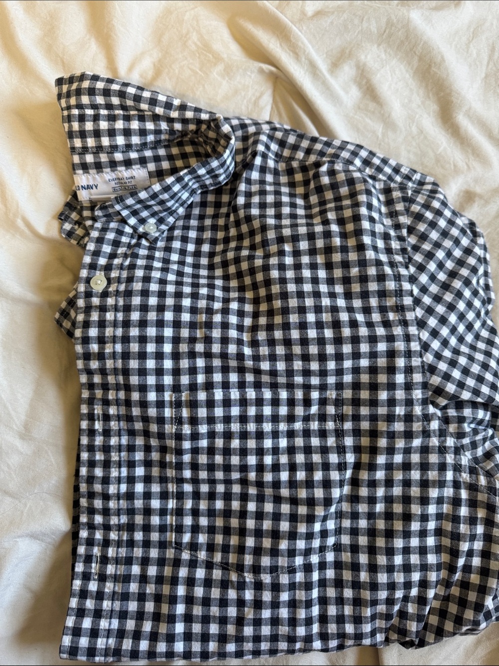 Old Navy Black and White Gingham Button-Down Shirt - Men